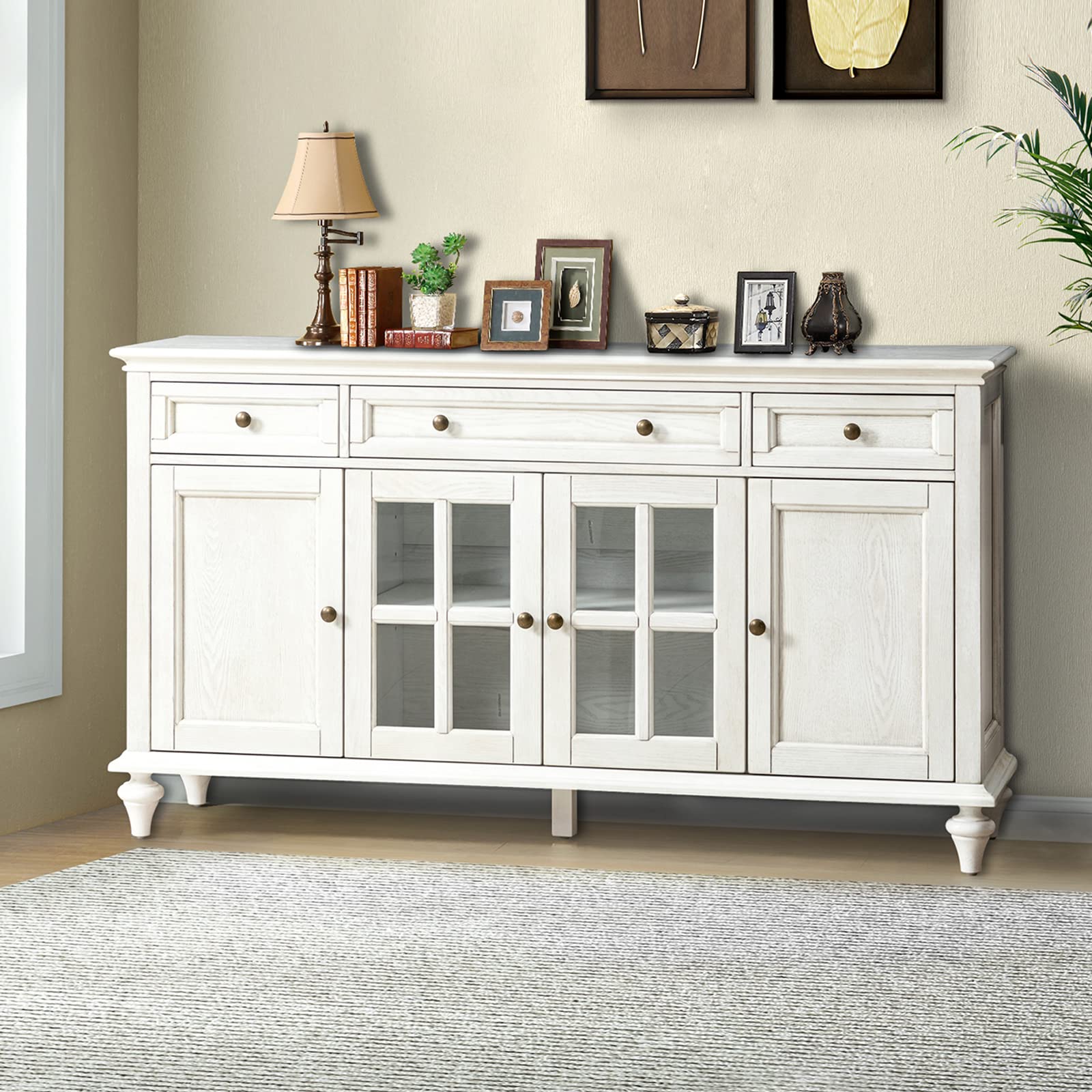 Amazon.com: HULALA HOME Sideboard Storage Cabinet, Traditional 58